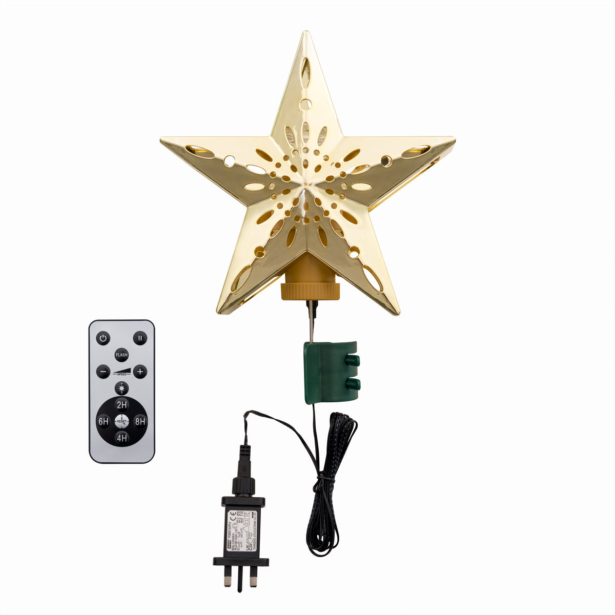 Indoor & Outdoor Living Gold Star Tree Topper-cut-out Snowflake Design