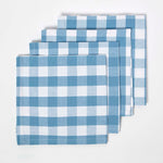 Block Check Cotton Gingham Napkins, Set Of 4 | 45cm x 45cm | Blue