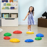 Balance River Stones (6-8 stones) W/ Non-slip Mats For Ages 3-8 Years | Large | Multi Colour