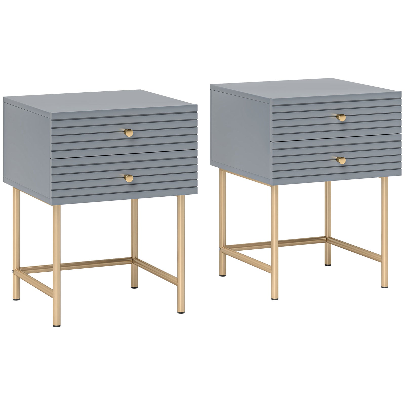 Bedside Tables Set Of 2 With 2 Drawers For Bedroom | Set-of-2