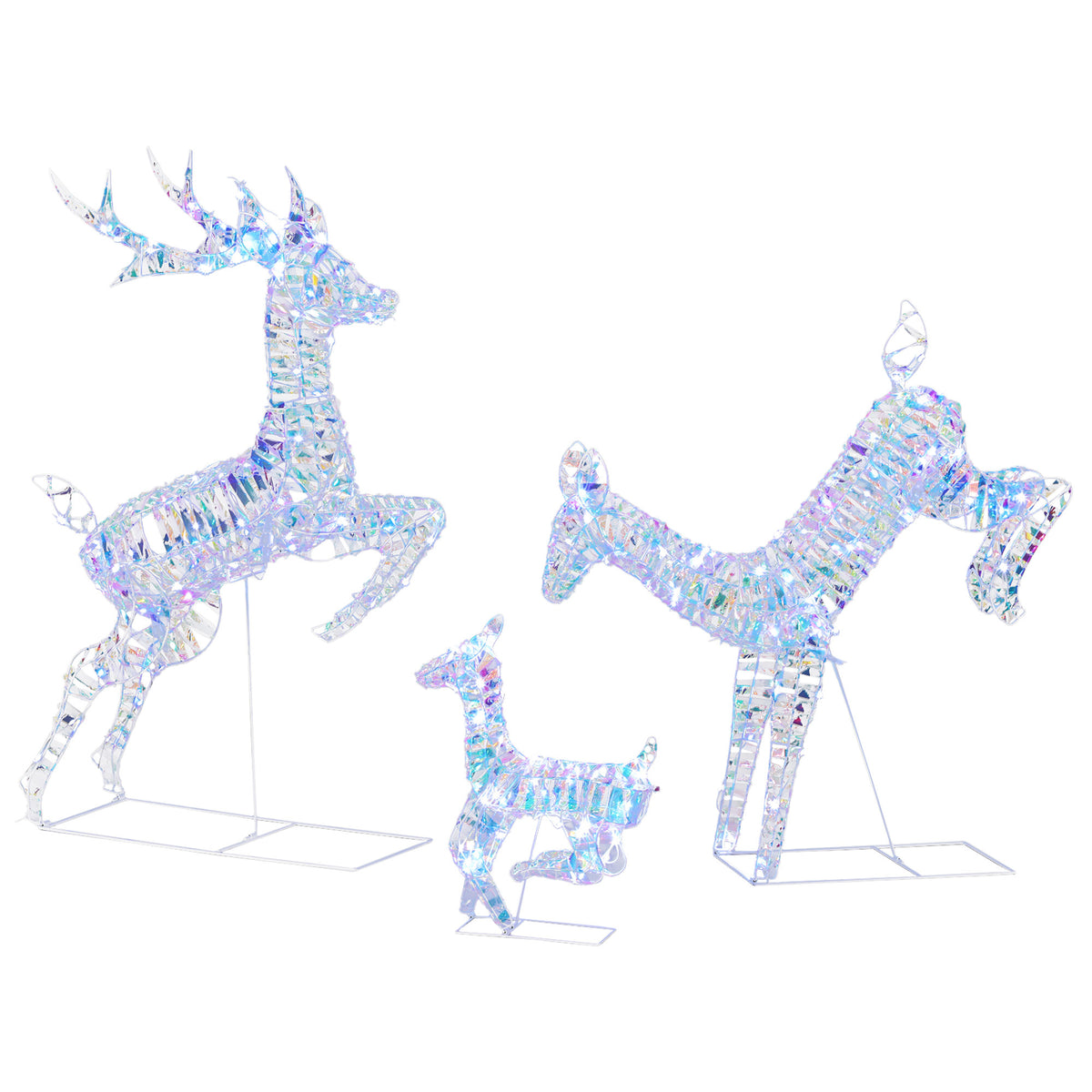 Outsunny 3-piece Christmas Lighted Reindeer Family Set For Outdoor