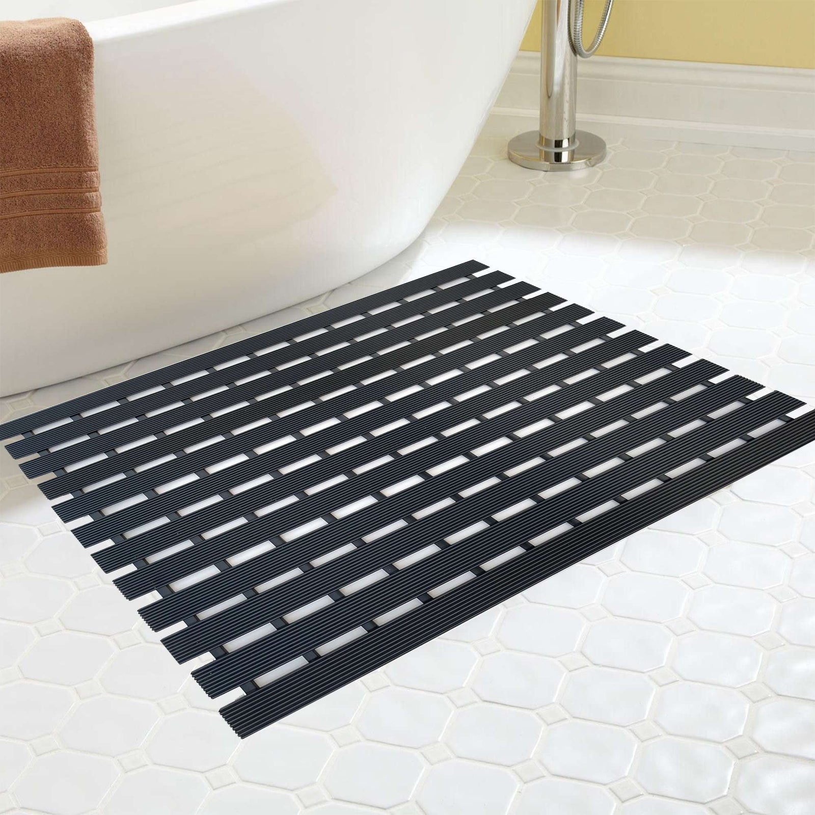 Non-slip Pvc Duckboard Shower Mat  - 61cm X 43cm | Black