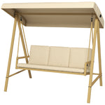 3 Seater Garden Swing Chair W/ Adjustable Canopy And Cushion | Beige