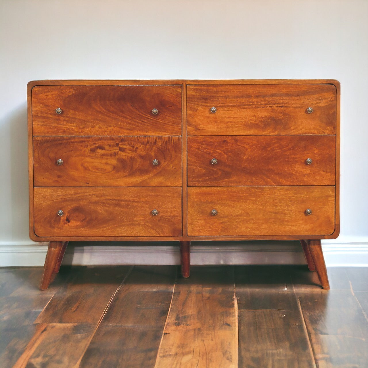 Solid Mango Wood Large Curved Chestnut Chest