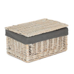 White Wash Steamed Cotton Lined Storage Basket | Small