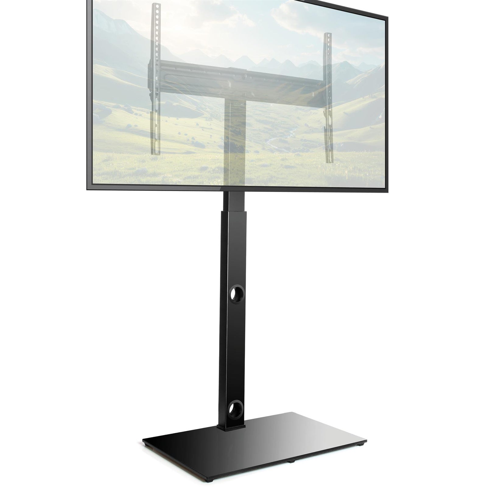 Universal Tv Stand 30 To 75 Inch Tvs, Swivel & Height Adjustable, 40kg Load, Max Vesa 600x400mm, Tempered Glass Base
