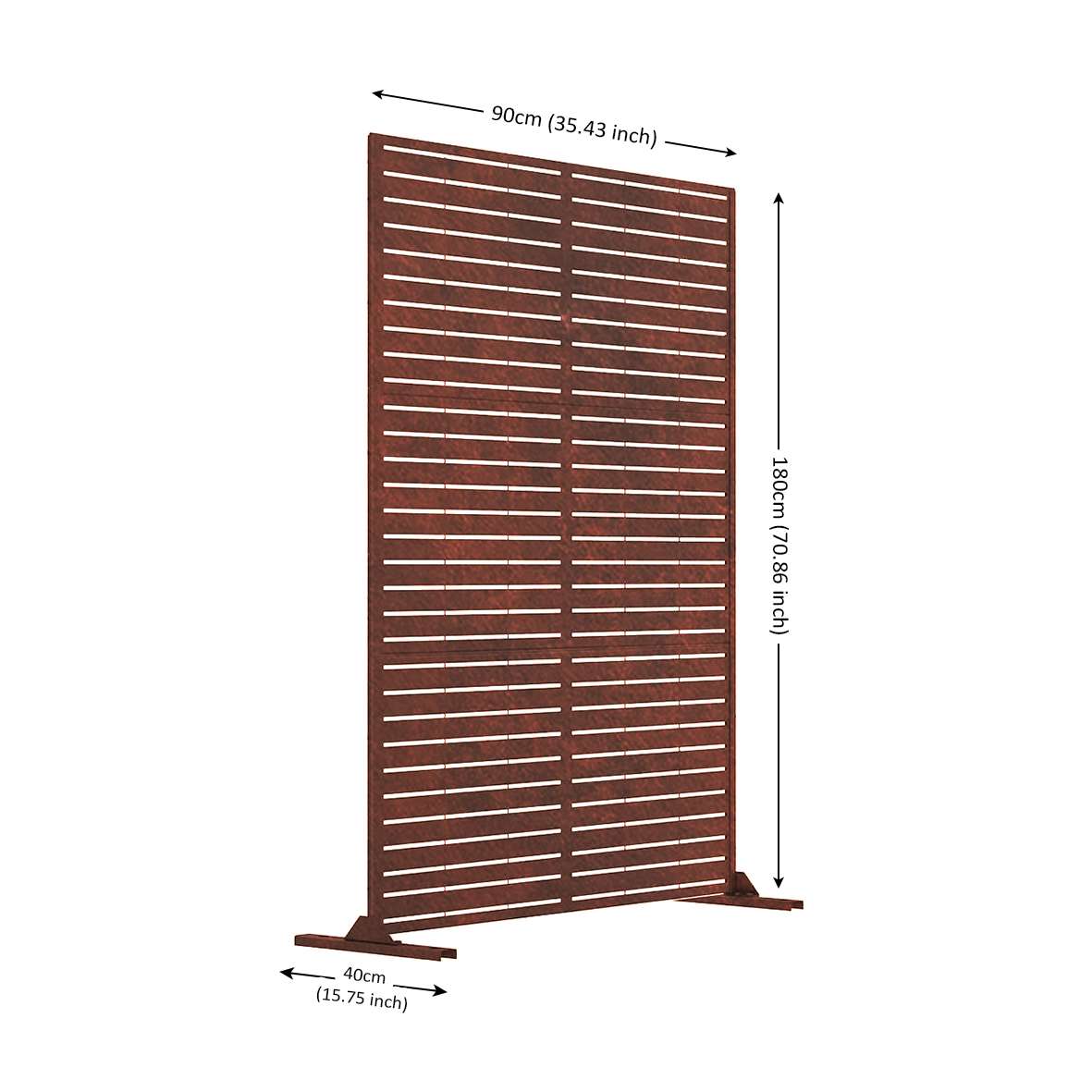 Metal Outdoor Privacy Screen 90cm X 180cm - Slats | 180cm x 90cm | Rust