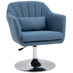 Stylish Retro Linen Swivel Tub Chair Steel Frame Cushion | One Size | Blue