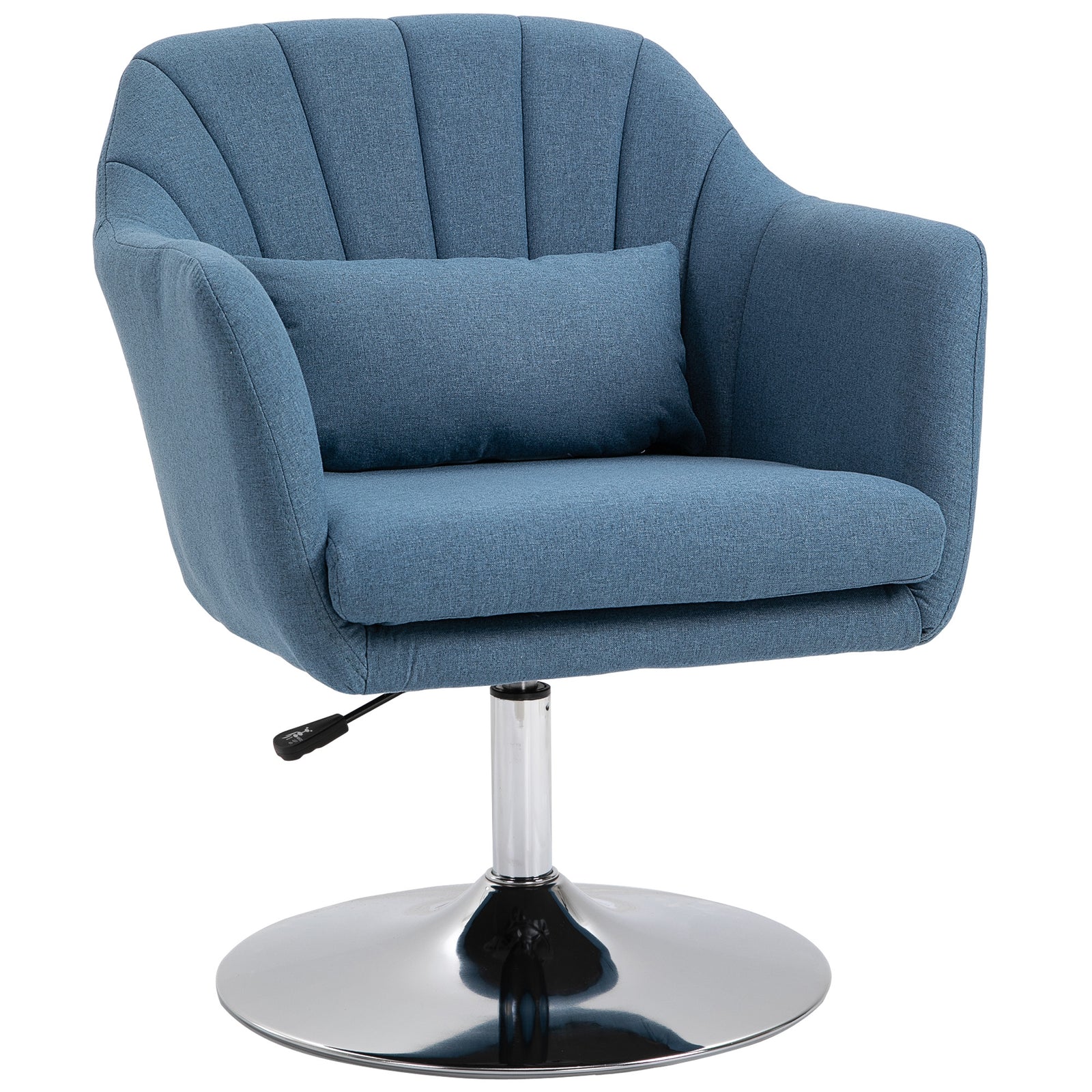 Stylish Retro Linen Swivel Tub Chair Steel Frame Cushion | One Size | Blue