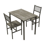 Retro Dining Table Set With 2 Chairs | Grey