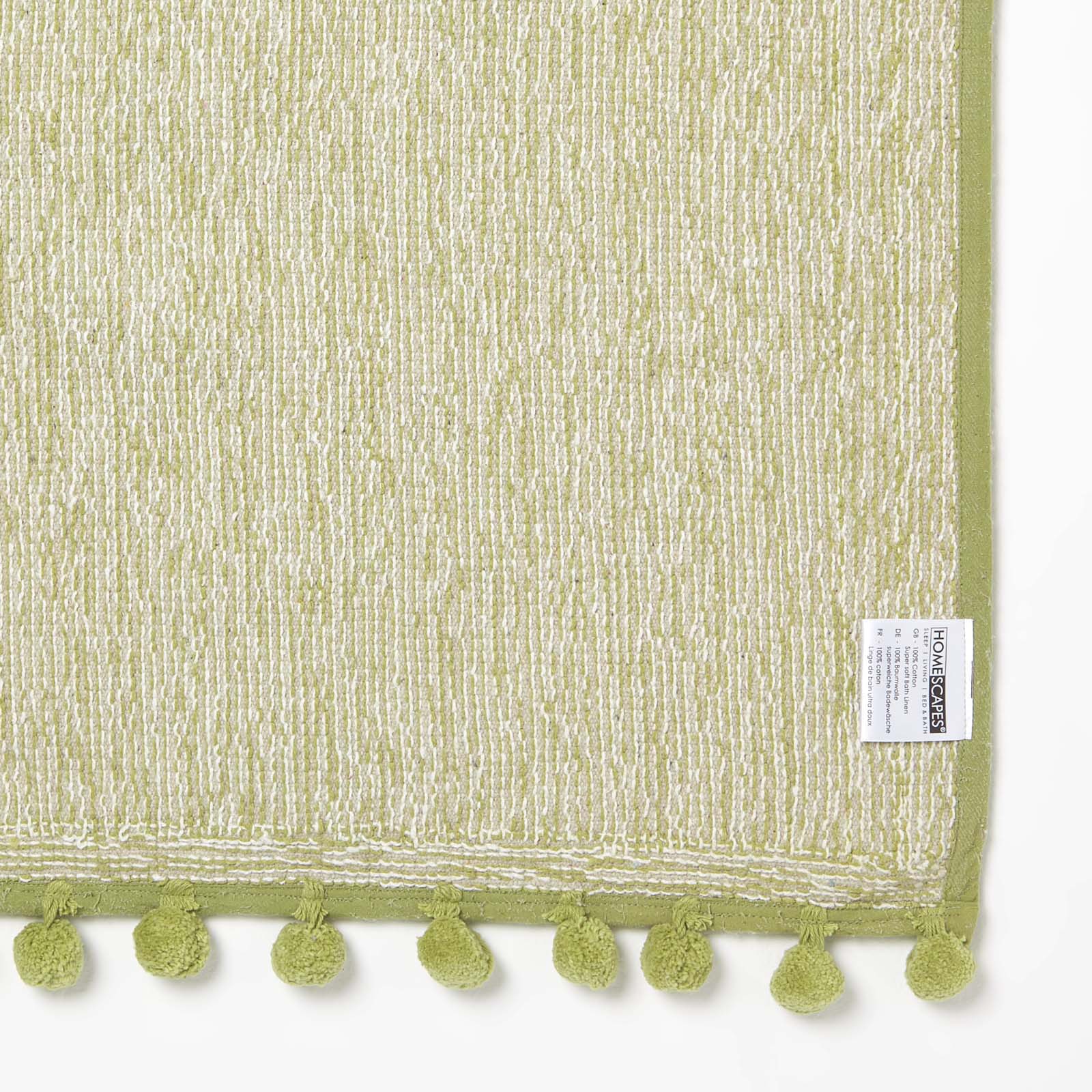 Tufted Cotton Bath Mat With Pom Pom Edges | 50 x 80cm | Sage Green