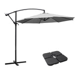 3m Banana Cantilever Patio Parasol For Outdoor Sunshade And Rain With A Cross Base And A Square Base | One Size | Light Grey