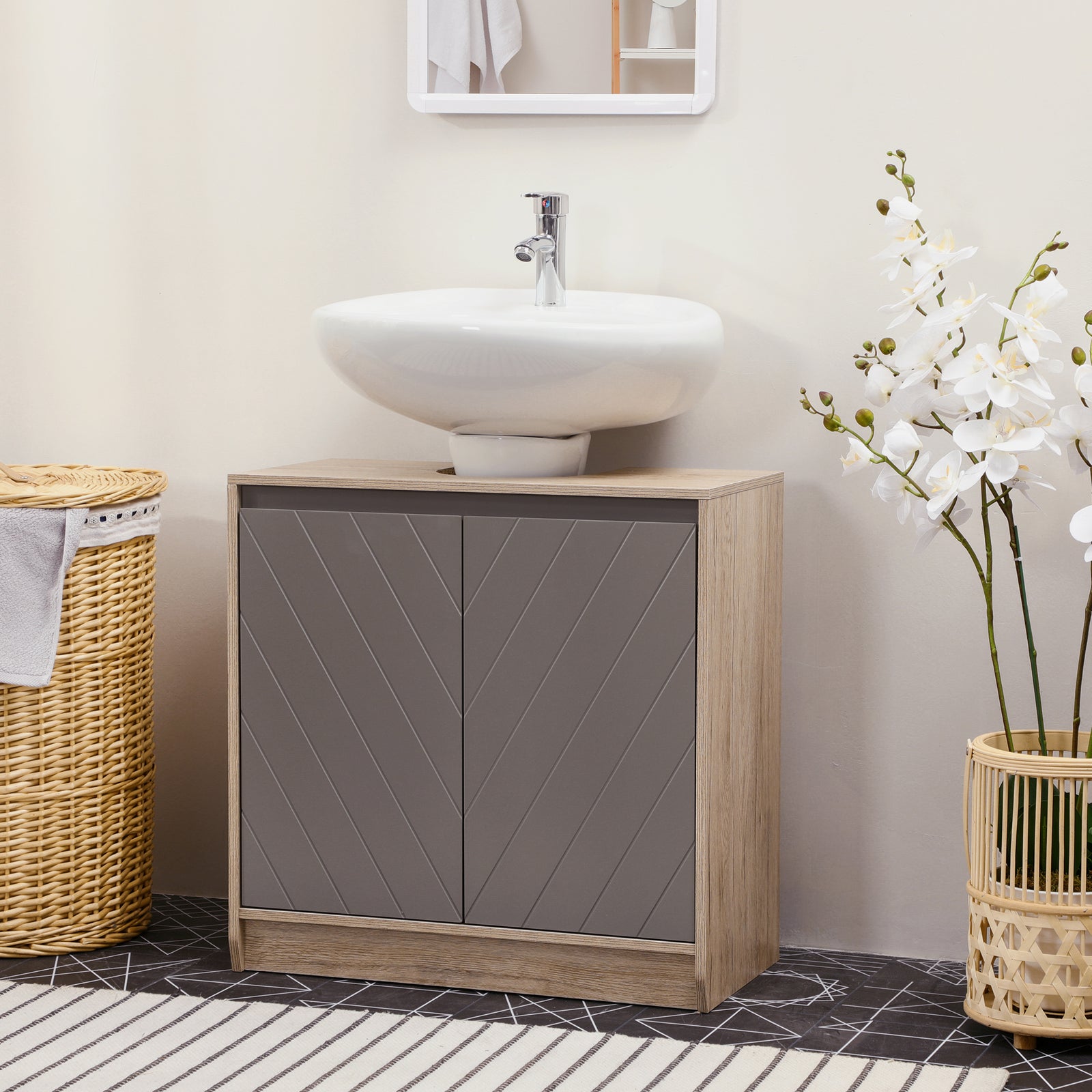 60x60cm Under-sink Storage Cabinet W/ Adjustable Shelf