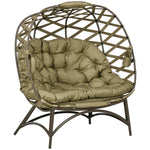 2 Seater Egg Chair Outdoor Garden Furniture Chair W/ Cushion | Khaki