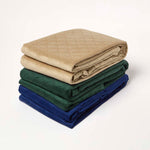Diamond Quilted Velvet Bed Throw | 150cm x 200cm | Navy Blue