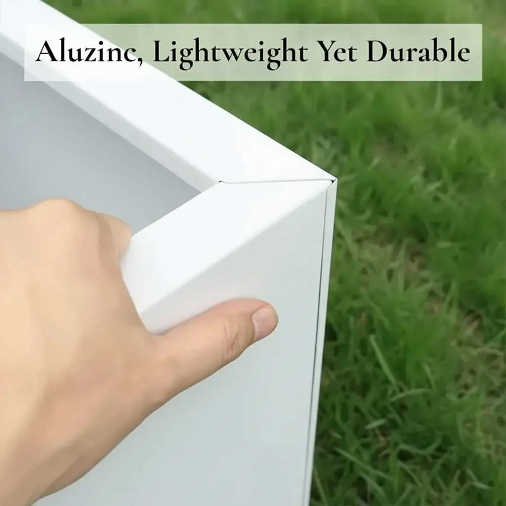 Long Zinc Galvanised Tall Trough Planter | 75cm x 25cm x 90cm | White