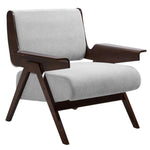 Mid-century Modern Upholstered Armchair With Rubberwood Legs | Grey