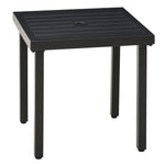 Patio End Table With Umbrella Hole And Steel Frame | Black