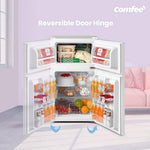 Comfee 87l Mini Fridge Freezer, 2-door Refrigerator With Led Light, Shelves, Drawer & Adjustable Thermostat | White
