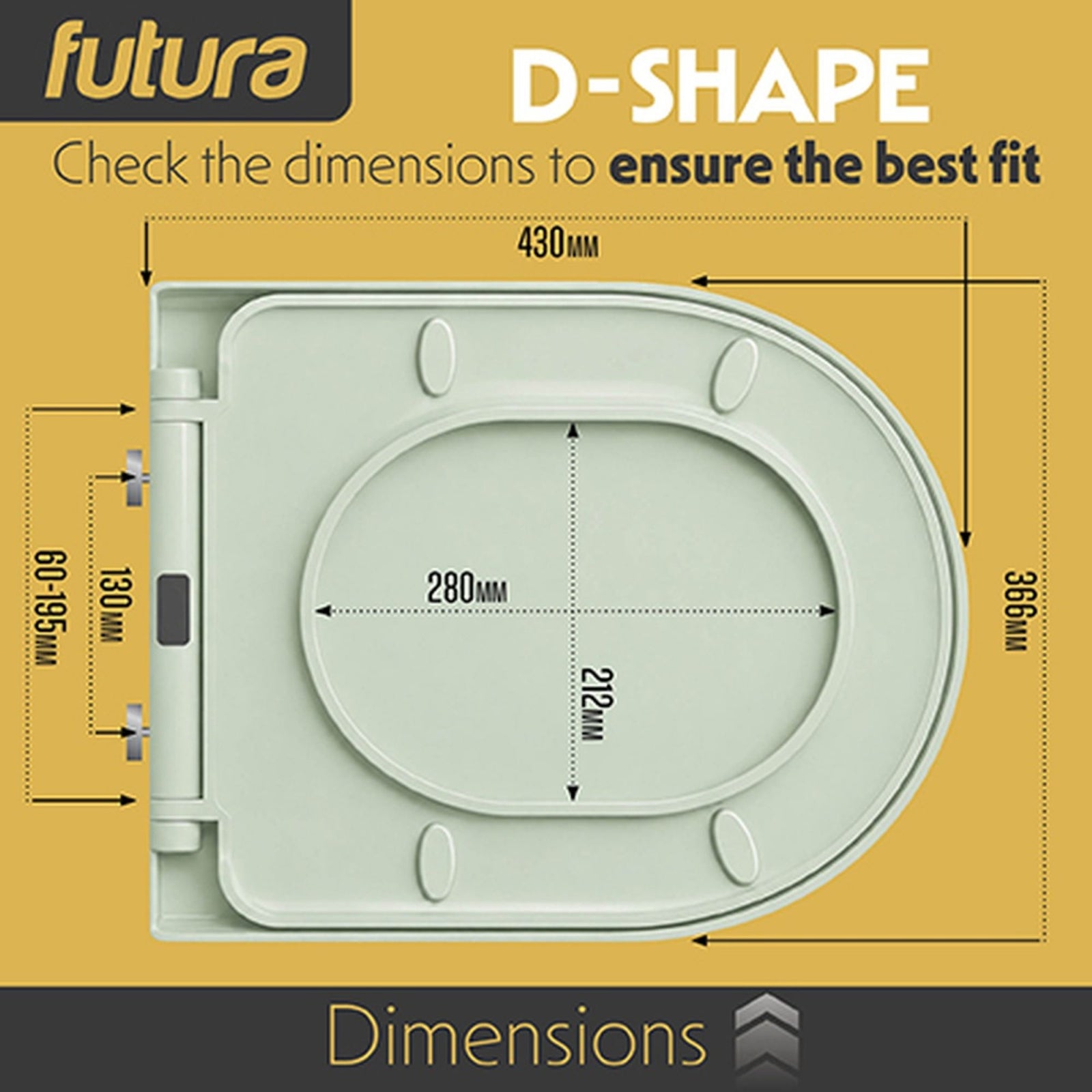 Toilet Seat Soft Close D Shape, Premium Thermoplastic, Quick Release, Top & Bottom Fixings | Sage Green