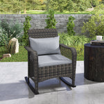 Garden Rocking Chair, Rattan Rocker With Cushions | Light Grey