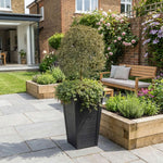 57cm Tall Plank Effect Black Rubber Planters - Indoor Outdoor Planter | Set-of-2