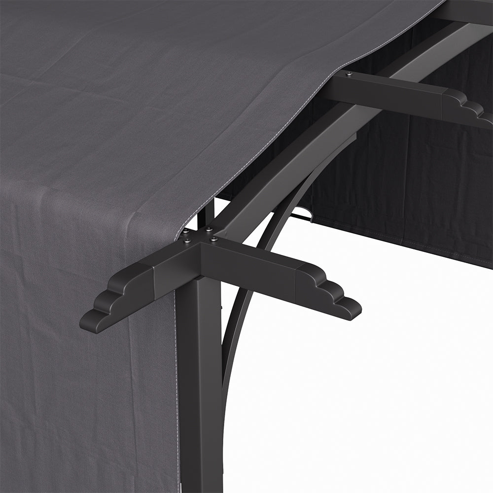 Dark Grey Curved Retractable Outdoor Awning Canopy 360 cm W x283cm D x227cm H, Heavy-Duty Steel Frame