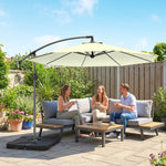 3(m) Banana Parasol Cantilever Umbrella Garden W/ Base Weights | Beige