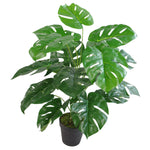 60cm Artificial Monstera Plant With Golden Metal Planter Included