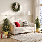 HOMCOM Set Of 2 Prelit Christmas Trees With Dual-colour Lights, Remote, 4ft