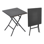 Square Rattan Folding Outdoor Bistro Table Black/brown | One Size | Black