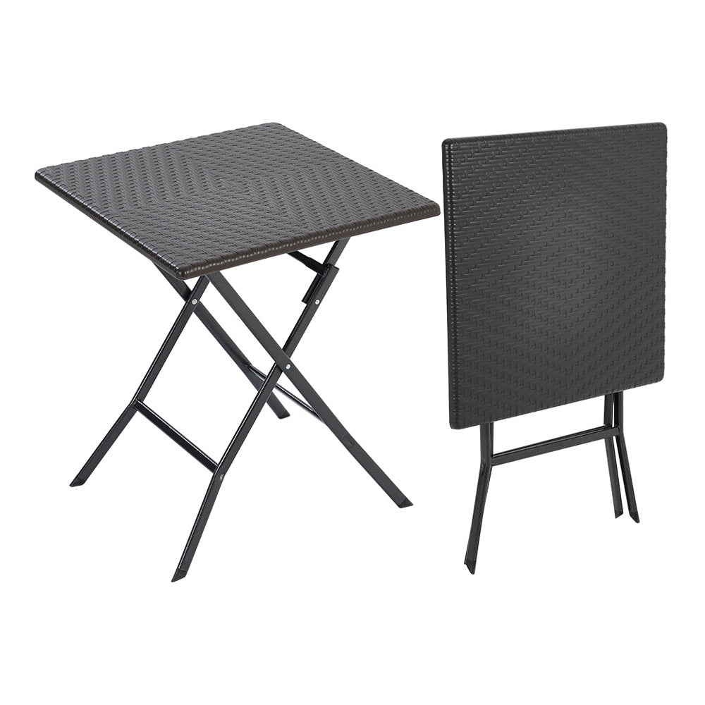 Square Rattan Folding Outdoor Bistro Table Black/brown | One Size | Black