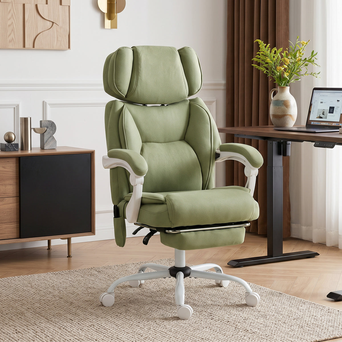 Vibration Massage Office Chair W/ Heat Reclining Function | Green