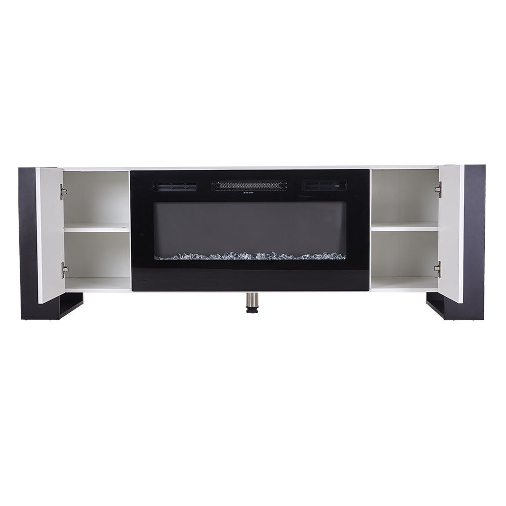 36-inch Recessed Electric Fireplace Tv Stand With Remote Control, 12 Flame Colors & 5 Brightness Levels | White