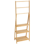 Foldable Natural Bamboo Towel Rack With 3 Towel Rails