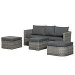 Outsunny 3 Piece Rattan Garden Furniture Set, Double Lounge & Table