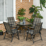 5 Pieces Pe Rattan Set W/ Hole & Folding Chair