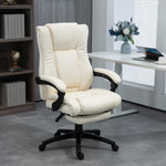 Pu Leather Office Chair W/ Foot Rest | Cream