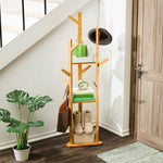 Wooden Coat Rack Stand With 3 Shelves For Entryway