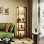 Led Floor Lamp With Glass Shelves, Dimmable Room Lamp | Dark Brown