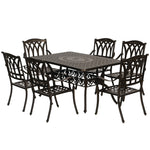 7 Pieces Cast Aluminium Garden Dining Set W/ Parasol Hole
