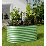 160cm/320cm W X 80cm D X 80cm H Oval Galvanized Steel Raised Garden Bed With Safety Edging, Ground Stakes & Elevated Design | Small