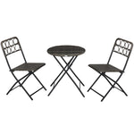 3 Pcs Folding Rattan Wicker Bistro Set, Coffee Table Set | Gray
