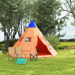 6 Man Tent Metal Poles Water-resistant Walls Windows Door | Orange