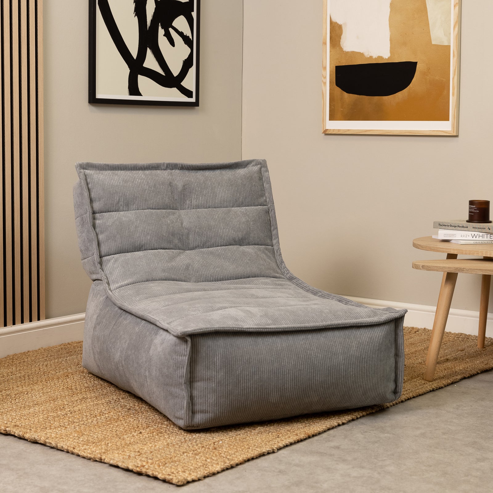 Otto Charcoal Grey Cord Lounger Set Of 2 Bean Bag Chair, Charcoal Grey