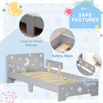 Kids Toddler Bed With Star And Moon Patterns, For Ages 3-6 Years - Grey