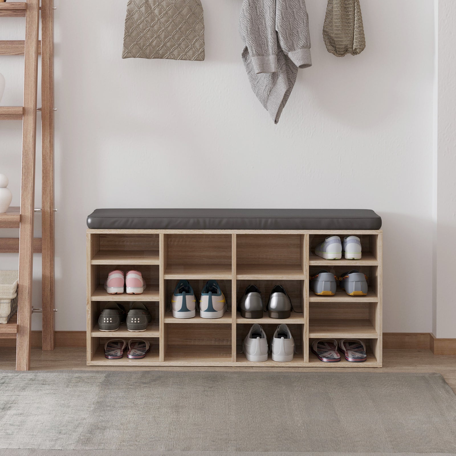 Multi-storage Shoe Rack 14 Compartments Moving Shelves | One Size | Natura