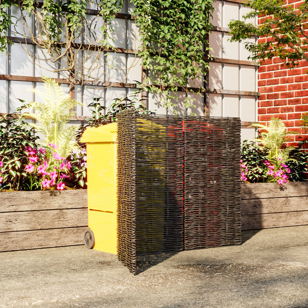 Trash Can Fence Wicker Privacy Fence | Medium | Brown