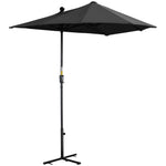 2m Half Balcony Parasol W/ Double Canopy & Base | Black