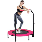 40" Foldable Mini Trampoline W/ Adjustable Handle,for Cardio